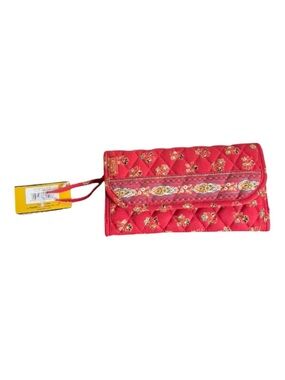 Maggi B Red Quilted Floral Print Wallet Crossbody
